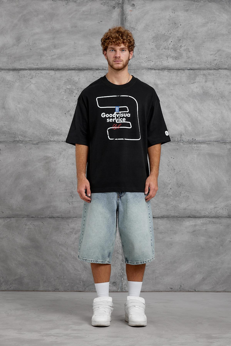 Siyah GOODVISIUL BASKI OVERSIZE TSHIRT