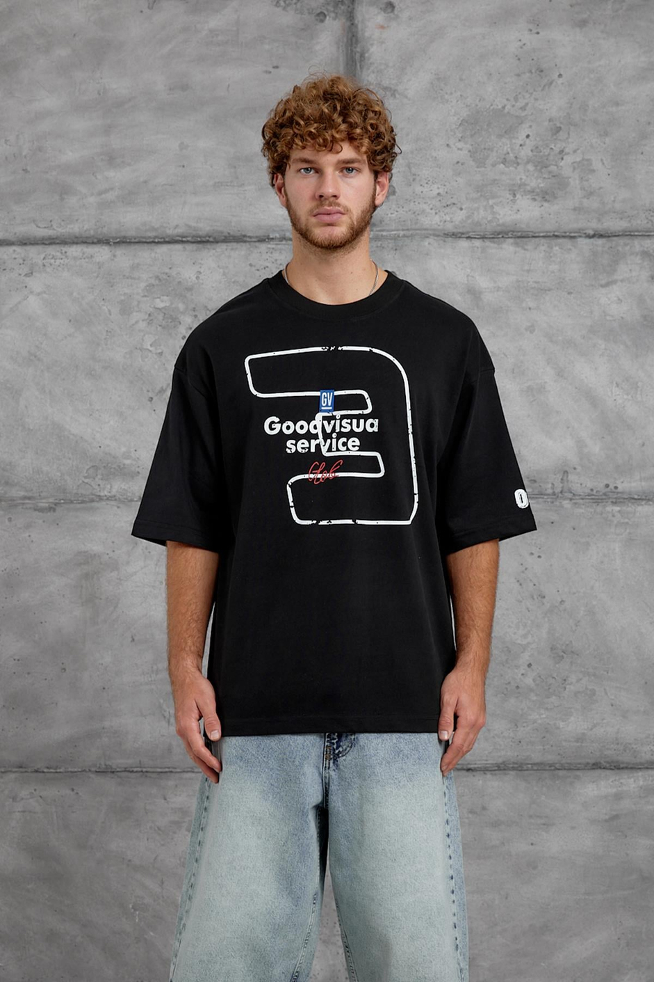 Siyah GOODVISIUL BASKI OVERSIZE TSHIRT