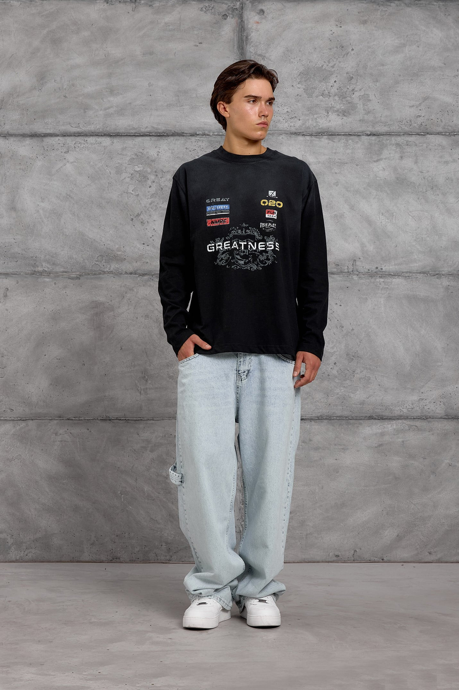 Siyah GREATNESS BASKI OVERSIZE SWEATSHIRT