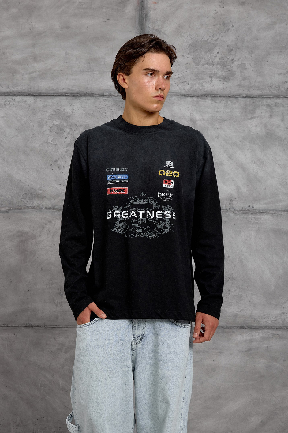 Siyah GREATNESS BASKI OVERSIZE SWEATSHIRT