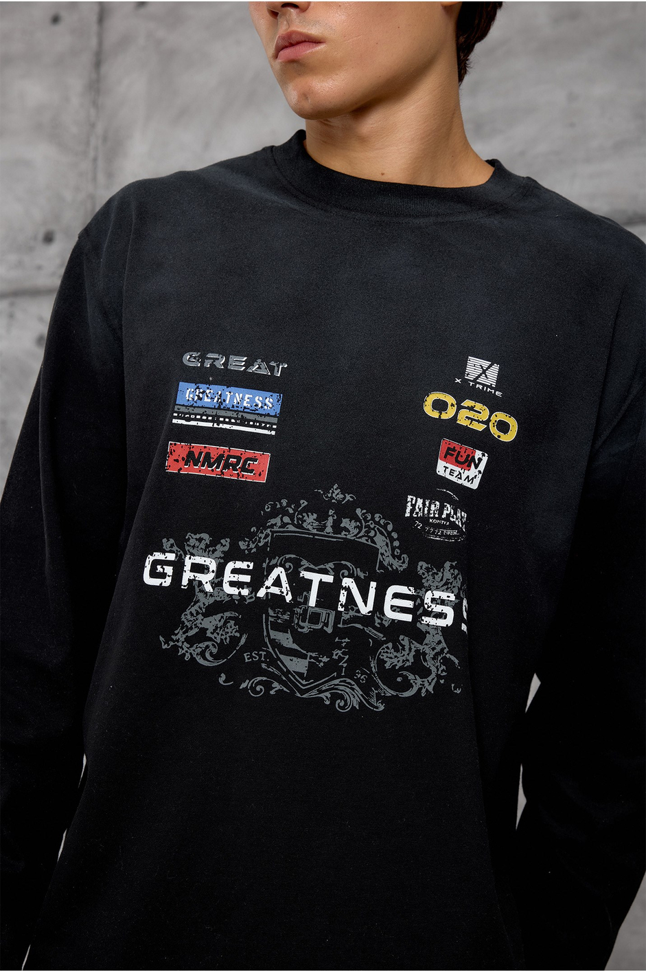 Siyah GREATNESS BASKI OVERSIZE SWEATSHIRT