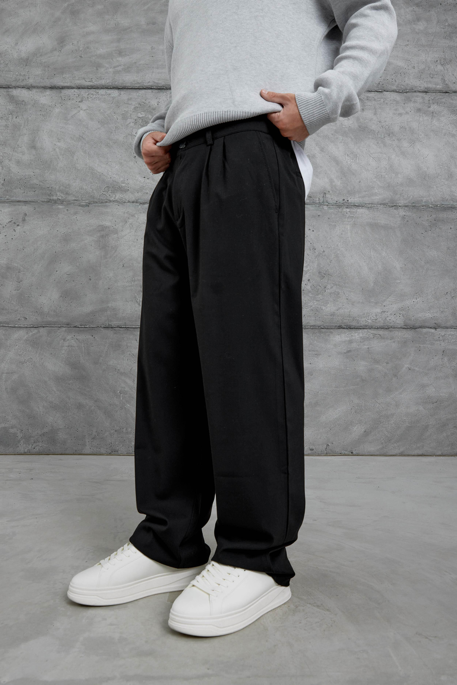 Siyah Gst Kumaş Baggy Pantolon