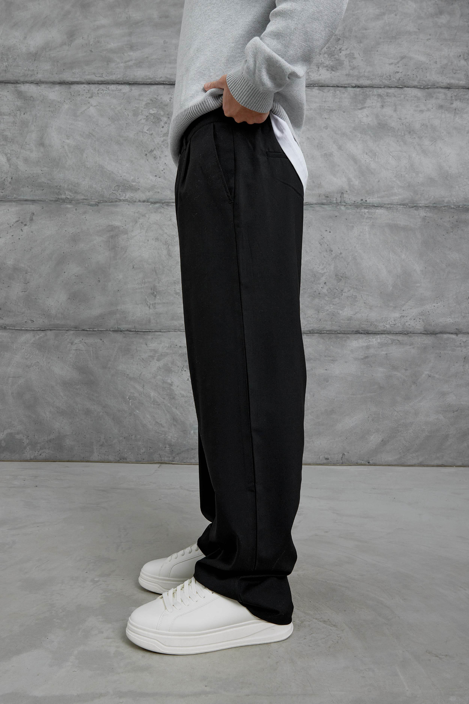 Siyah Gst Kumaş Baggy Pantolon