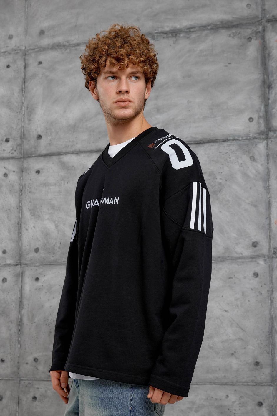 Siyah GUARDMAN BASKILI OVERSİZE SWEATSHİRT