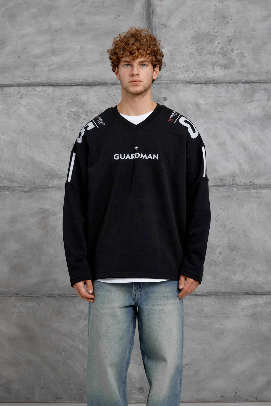 Siyah GUARDMAN BASKILI OVERSİZE SWEATSHİRT