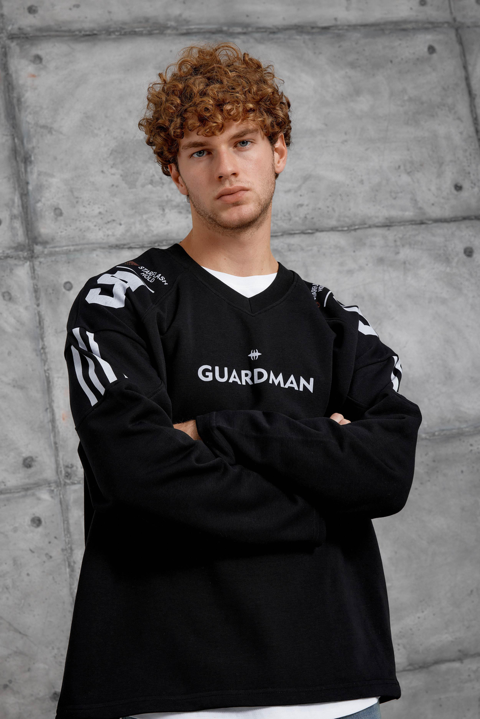 Siyah GUARDMAN BASKILI OVERSİZE SWEATSHİRT