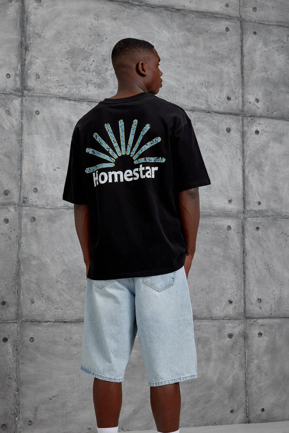 Siyah Homestar Baskılı Oversize Tshirt