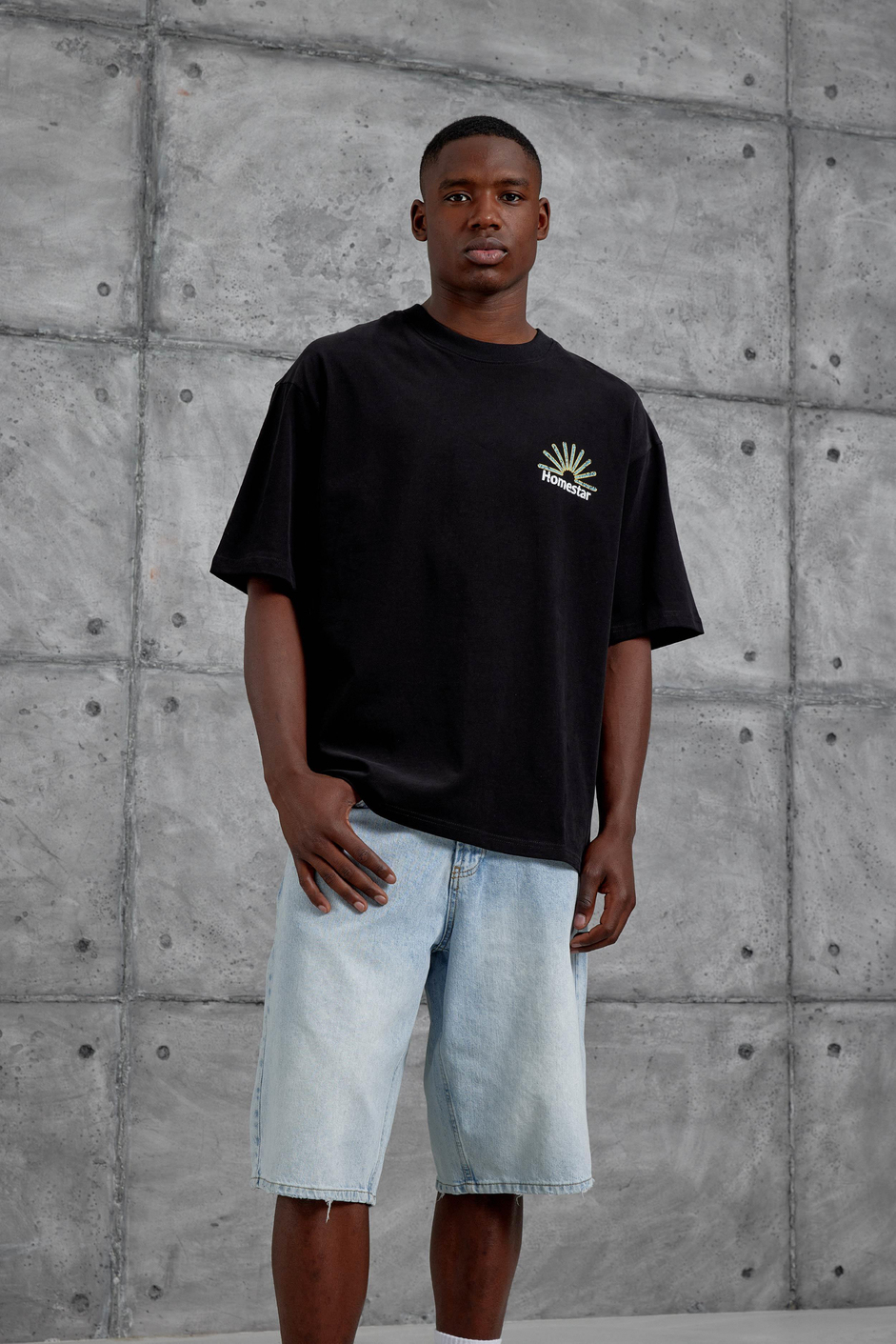 Siyah Homestar Baskılı Oversize Tshirt
