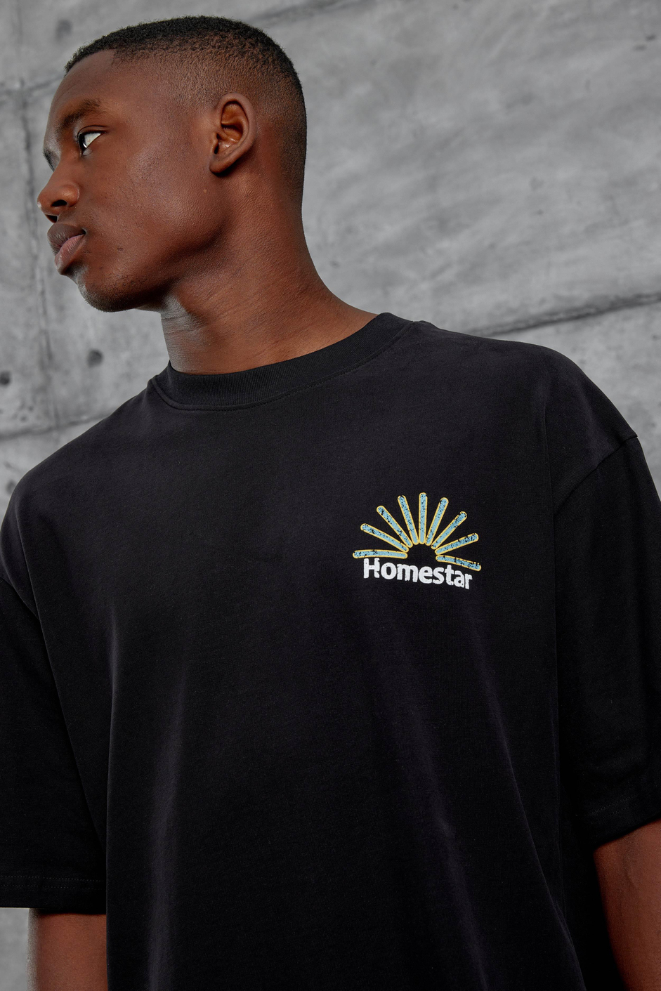 Siyah Homestar Baskılı Oversize Tshirt