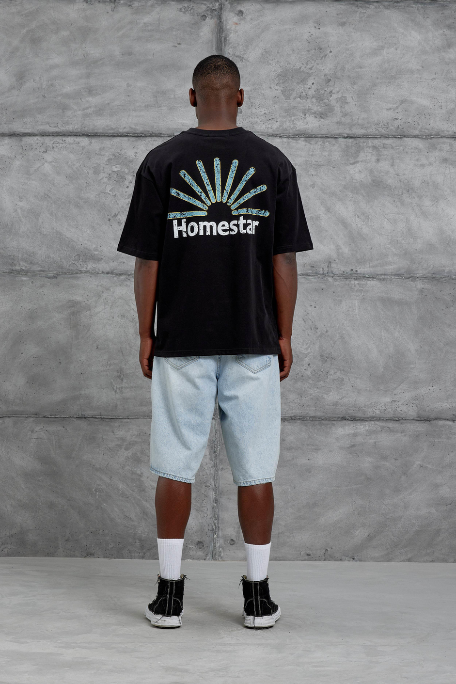 Siyah Homestar Baskılı Oversize Tshirt