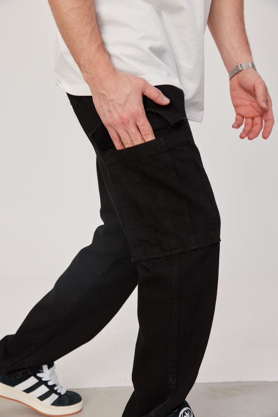 Siyah Kargo Cepli Pantolon