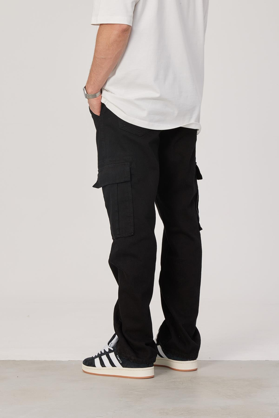 Siyah Kargo Cepli Pantolon