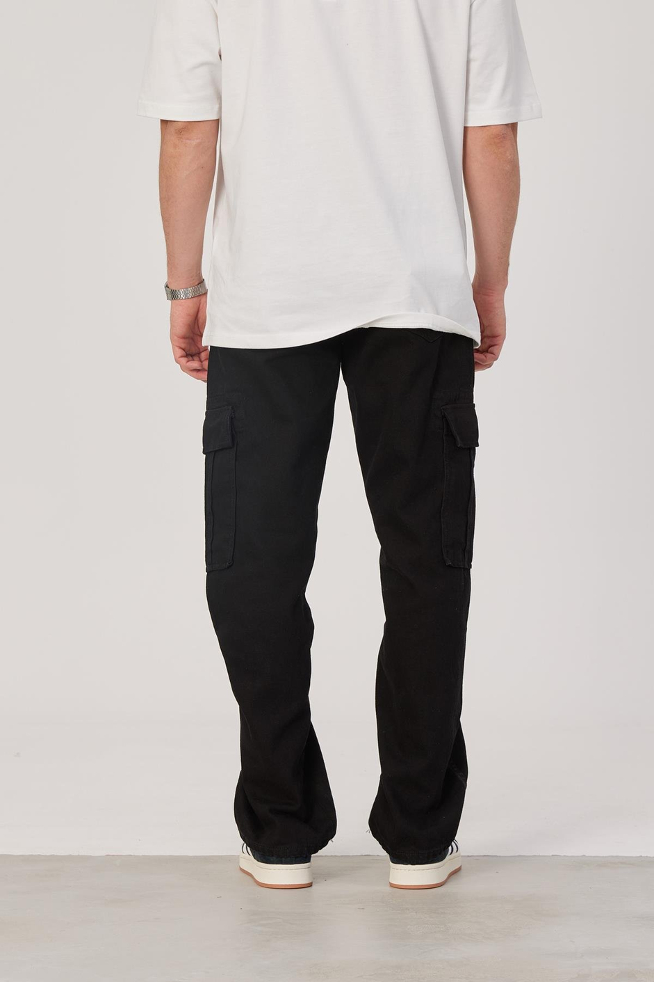 Siyah Kargo Cepli Pantolon