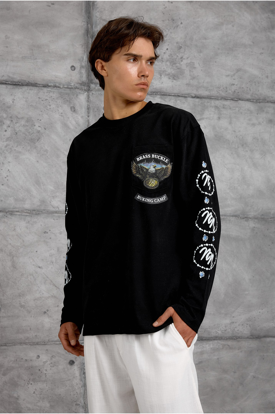 Siyah KARTAL BASKI SWEATSHIRT