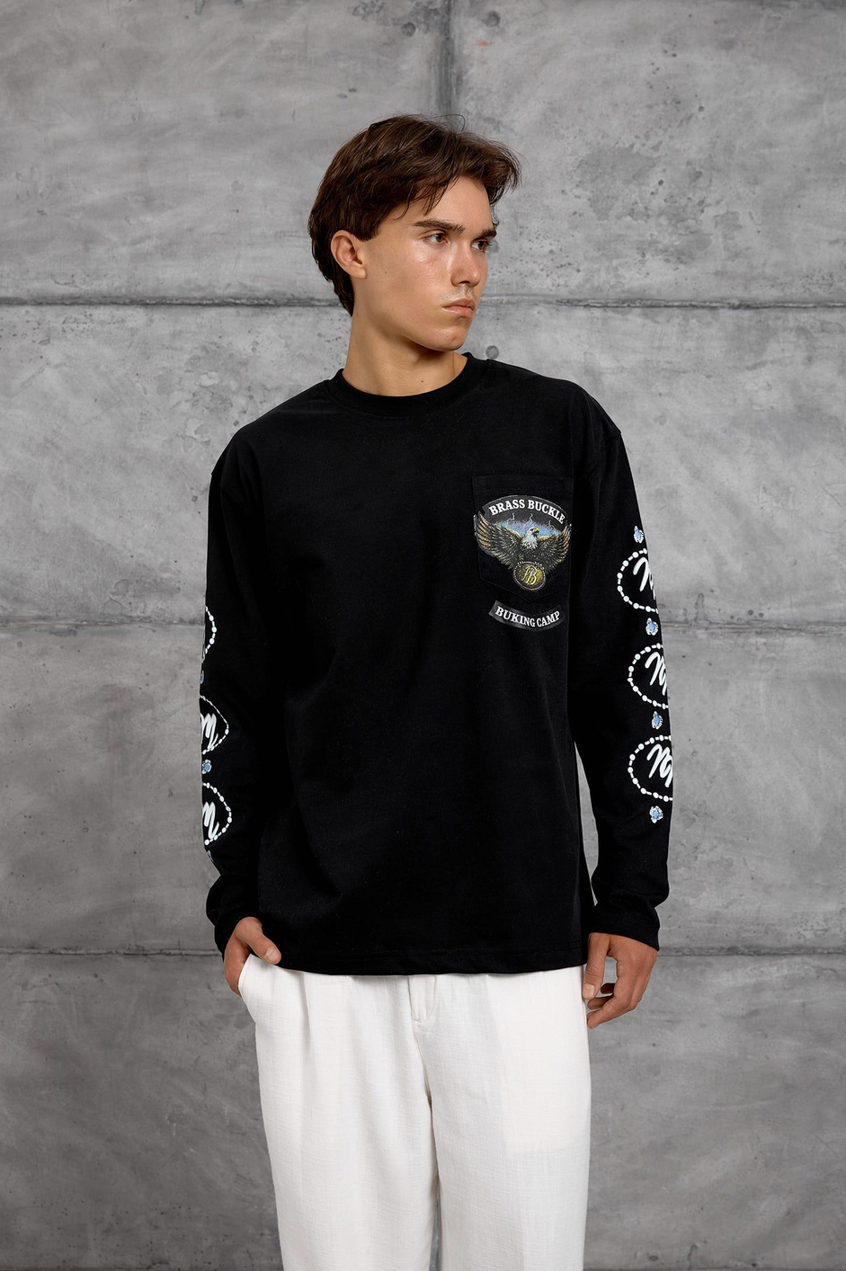Siyah KARTAL BASKI SWEATSHIRT