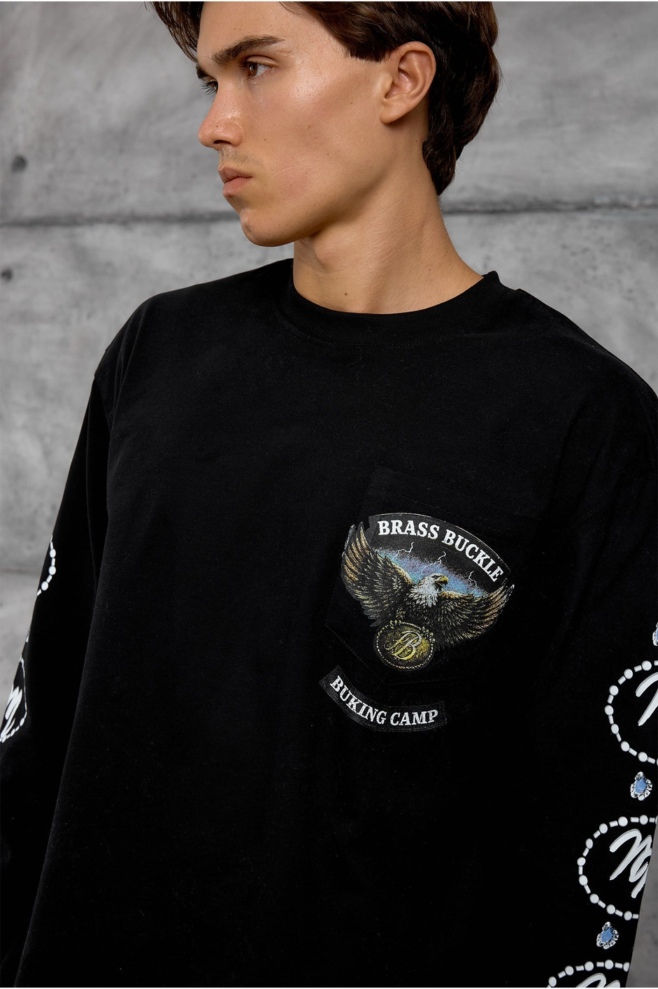 Siyah KARTAL BASKI SWEATSHIRT