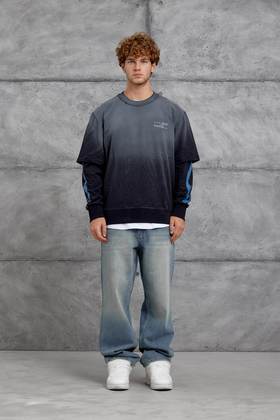 Siyah KOLU ALEV BASKILI OVERSİZE SWEATSHIRT