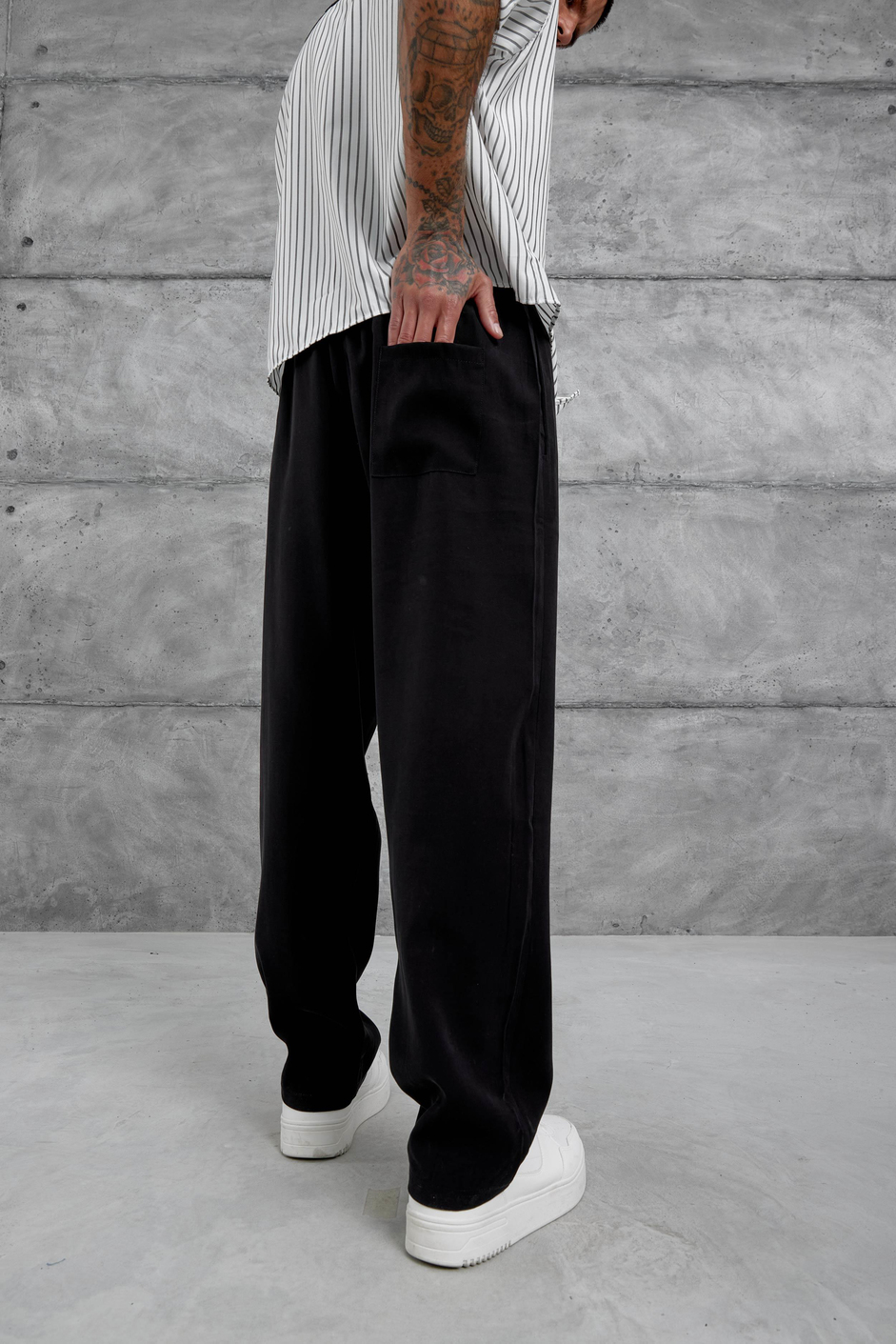 Siyah Kp Duble Kumaş Baggy Pantolon