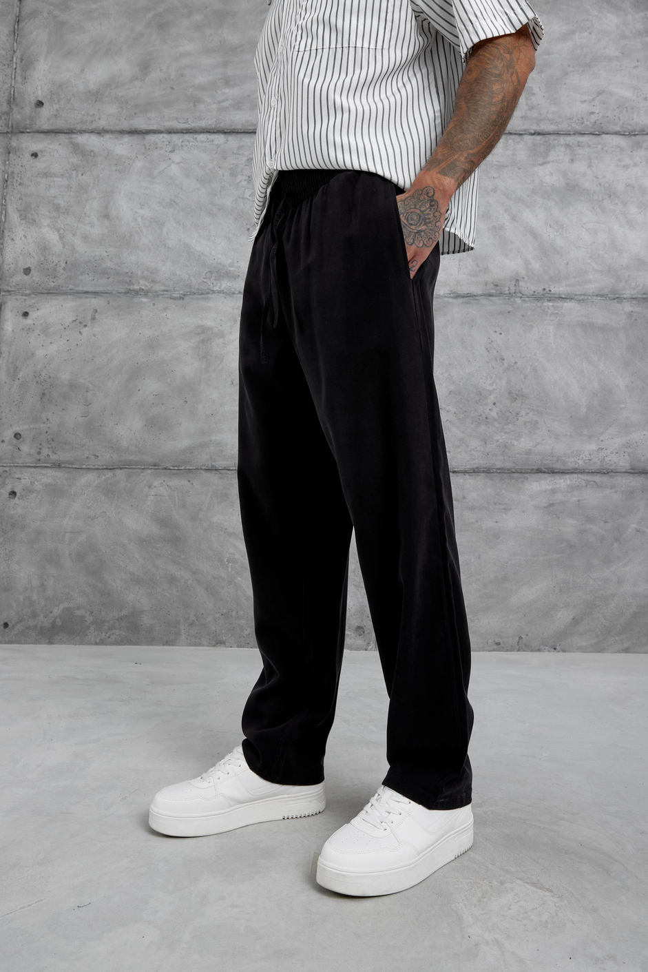 Siyah Kp Duble Kumaş Baggy Pantolon