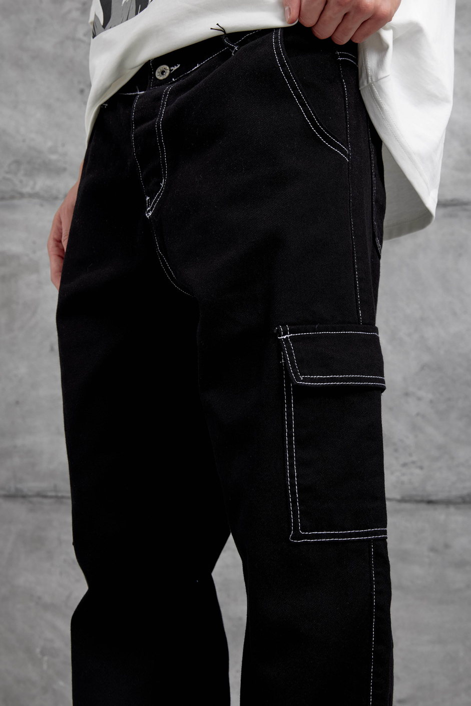 Siyah Kp Kargo Baggy Jean