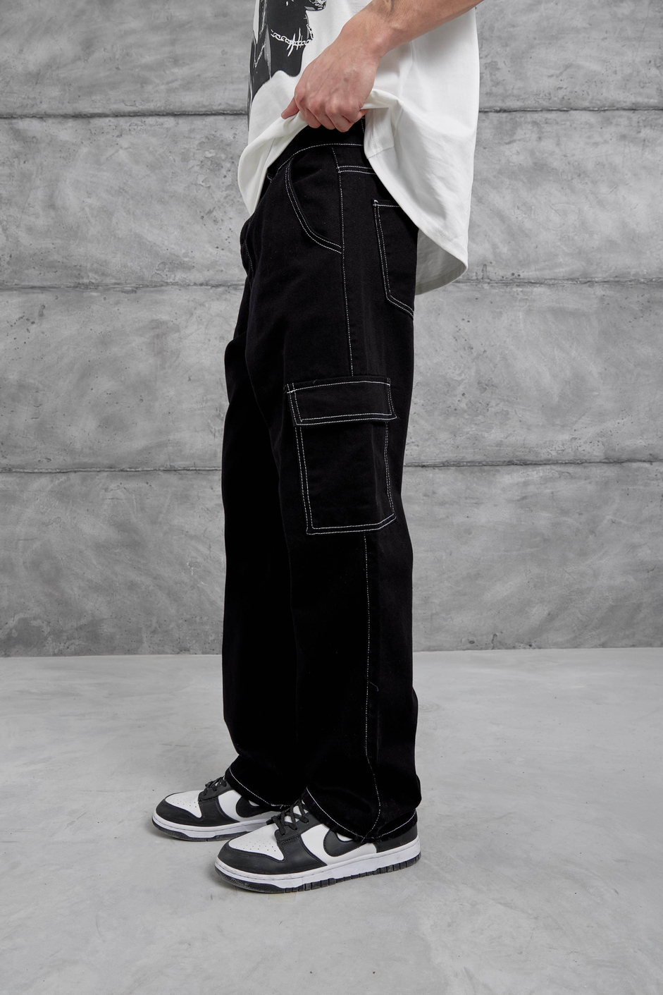 Siyah Kp Kargo Baggy Jean