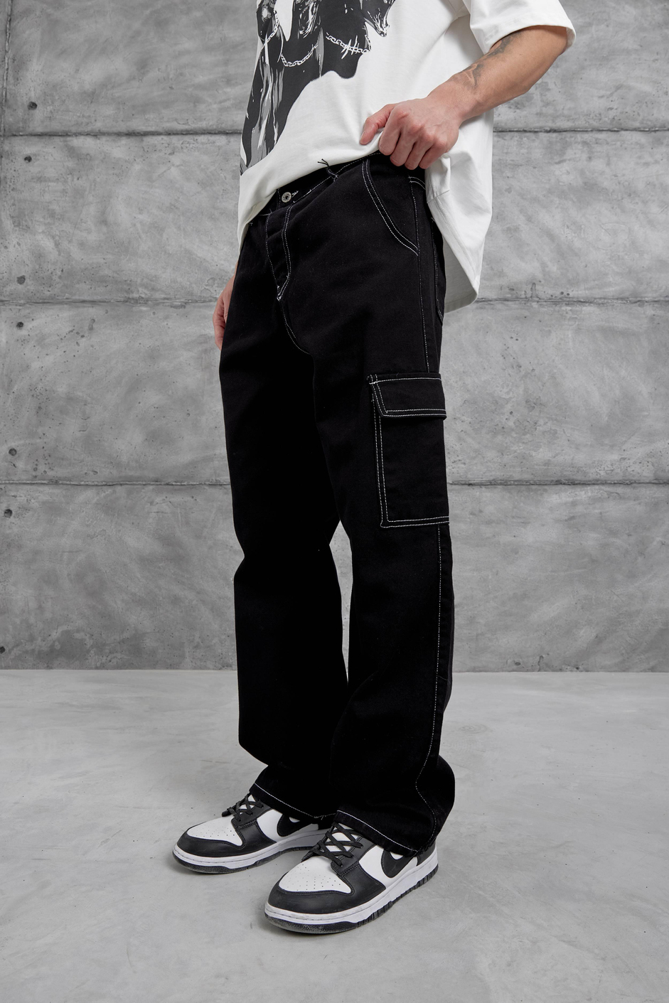 Siyah Kp Kargo Baggy Jean