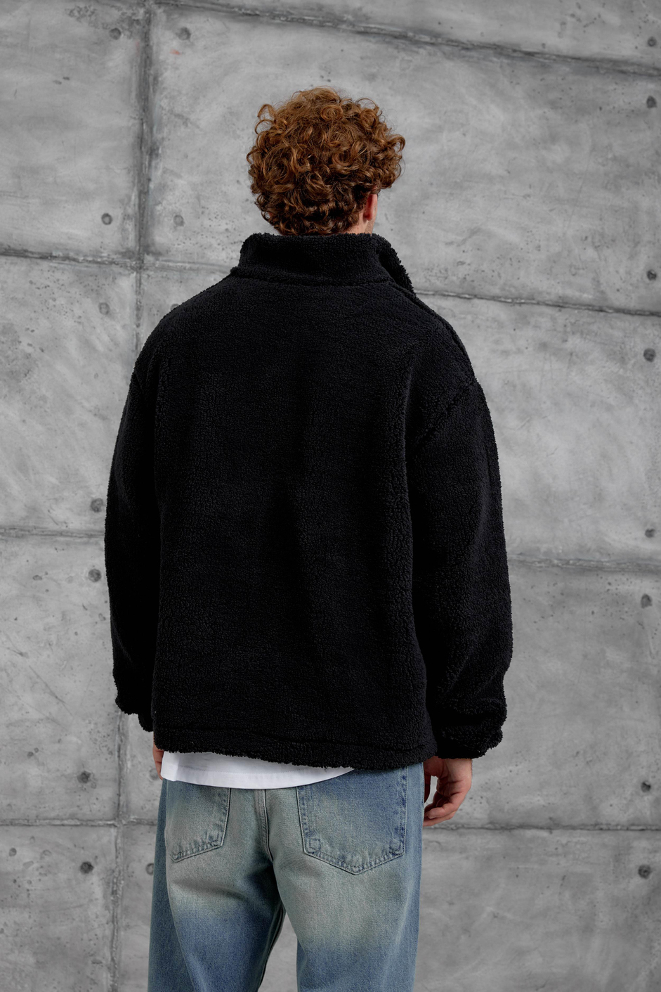 Siyah LNS YARIM FERMUAR PELUŞ SWEATSHİRT