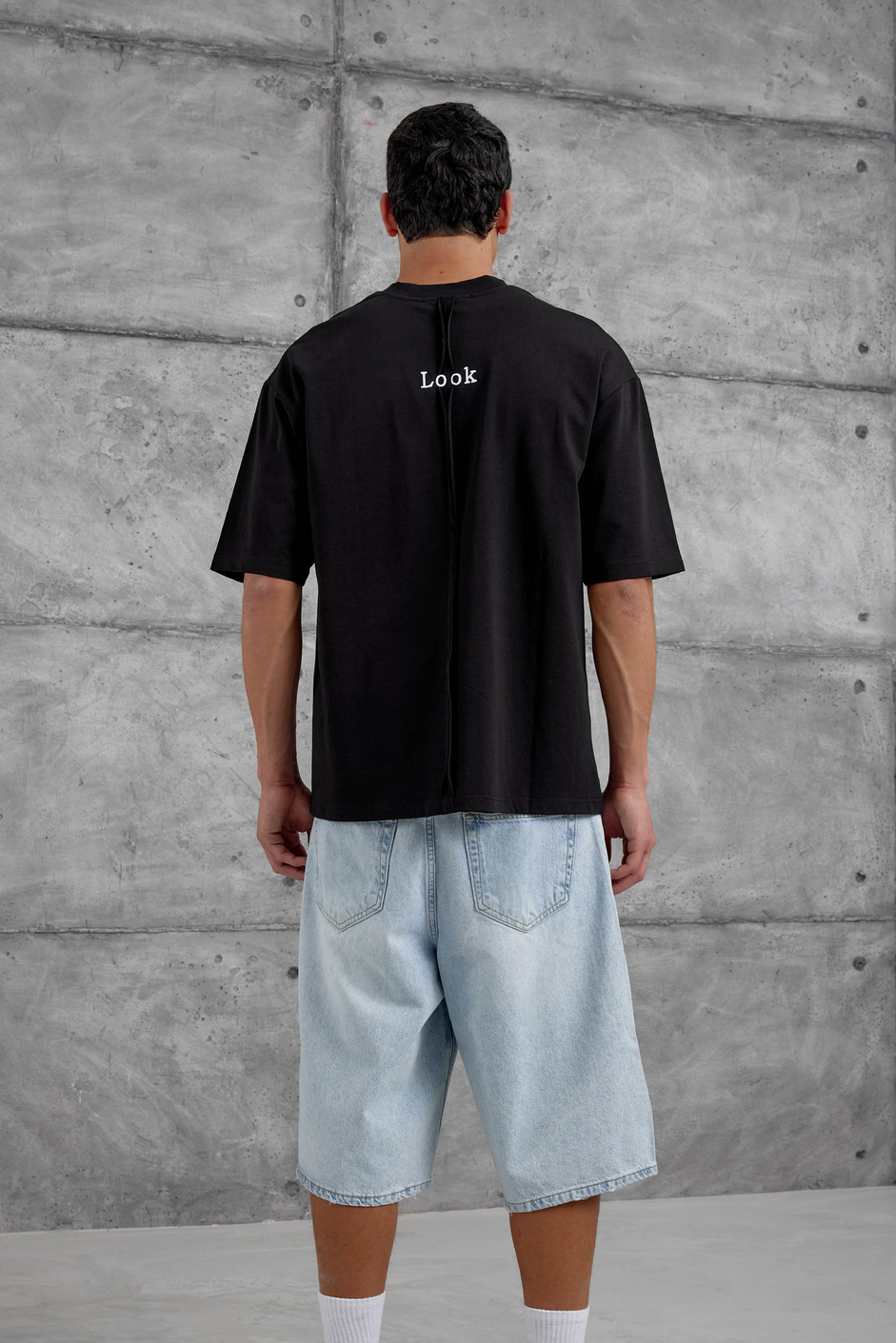 Siyah Look Yazılı Parçalı Oversize Tshirt