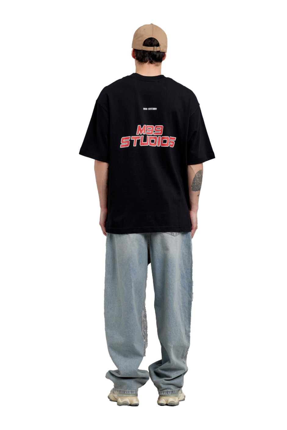Siyah M99 Studio Yazılı Oversize Tshirt