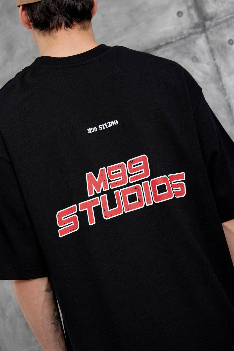 Siyah M99 Studio Yazılı Oversize Tshirt