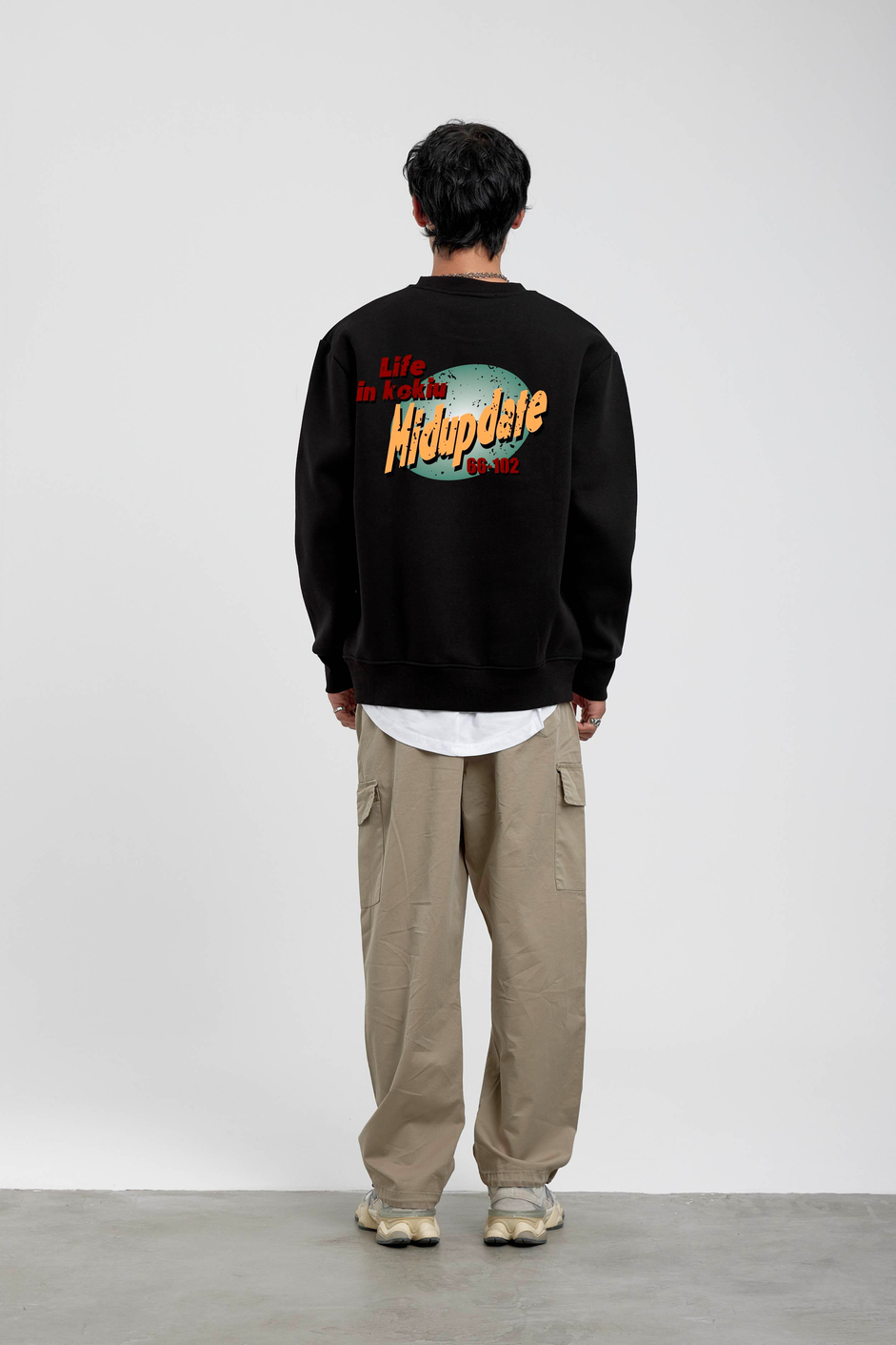 Siyah Midupdate Baskılı Sweatshirt