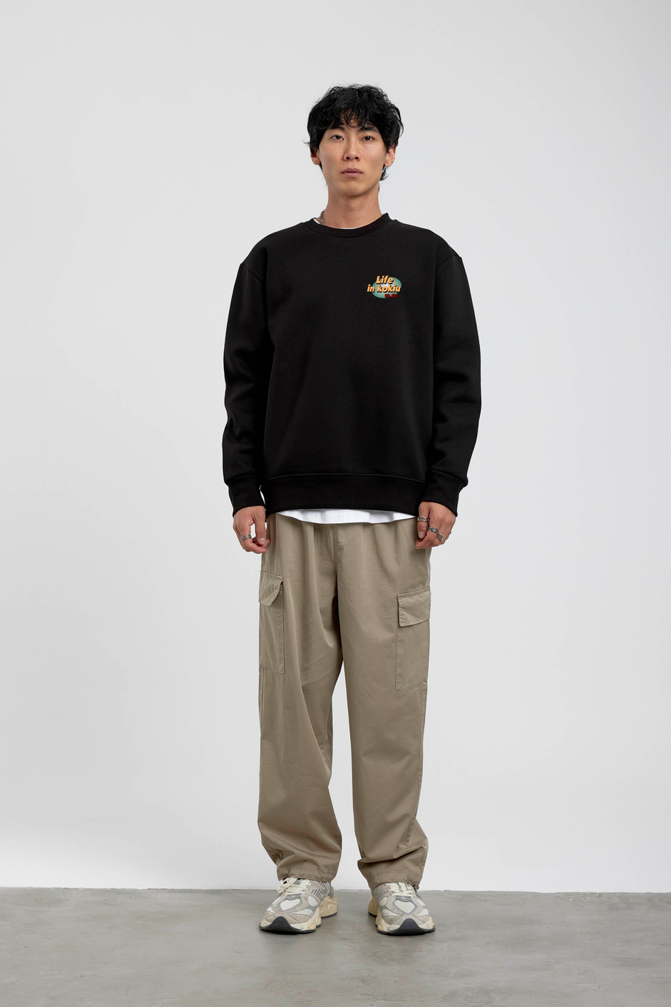 Siyah Midupdate Baskılı Sweatshirt