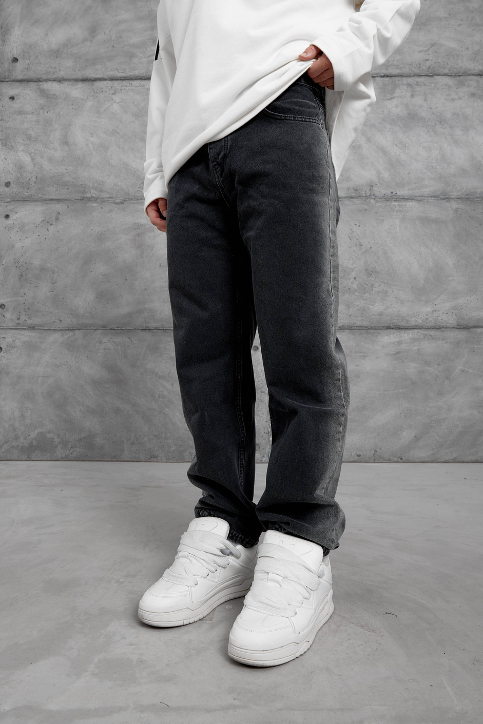 Siyah MMX ŞERİT DETAYLI BAGGY JEAN