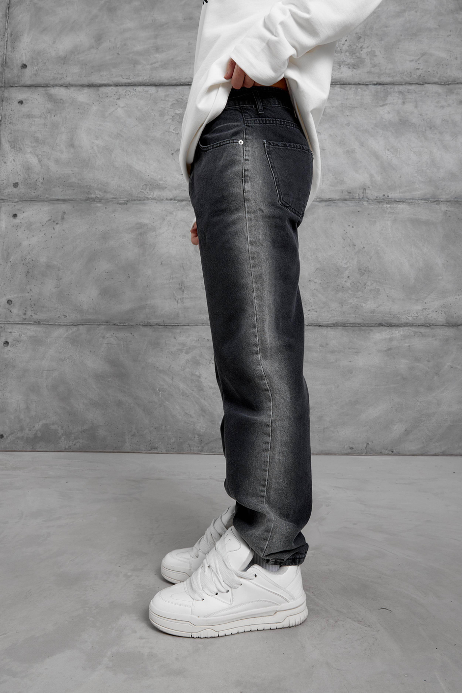 Siyah MMX ŞERİT DETAYLI BAGGY JEAN