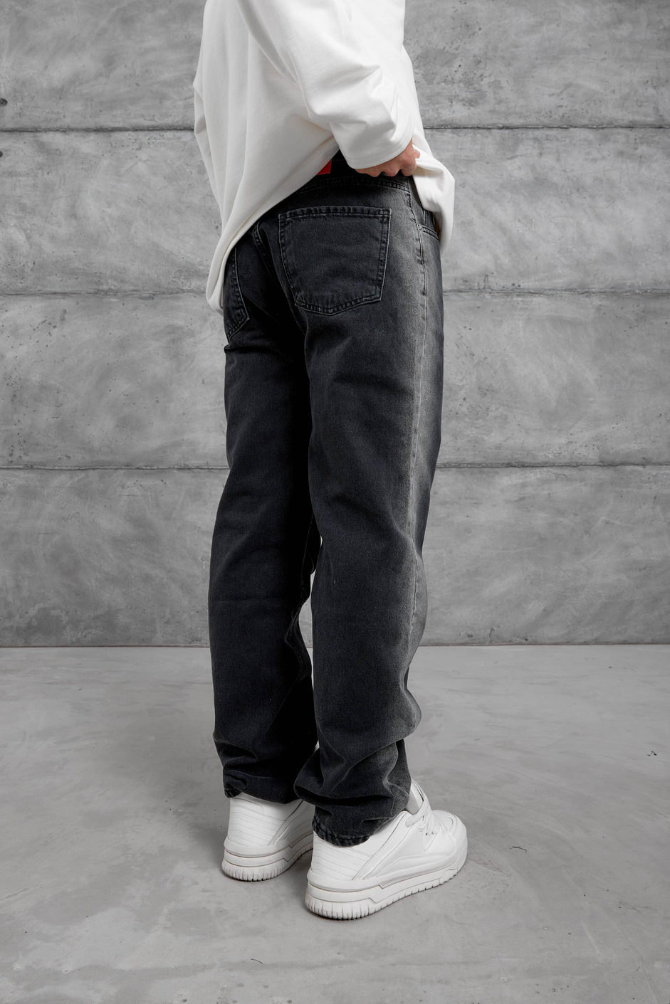 Siyah MMX ŞERİT DETAYLI BAGGY JEAN