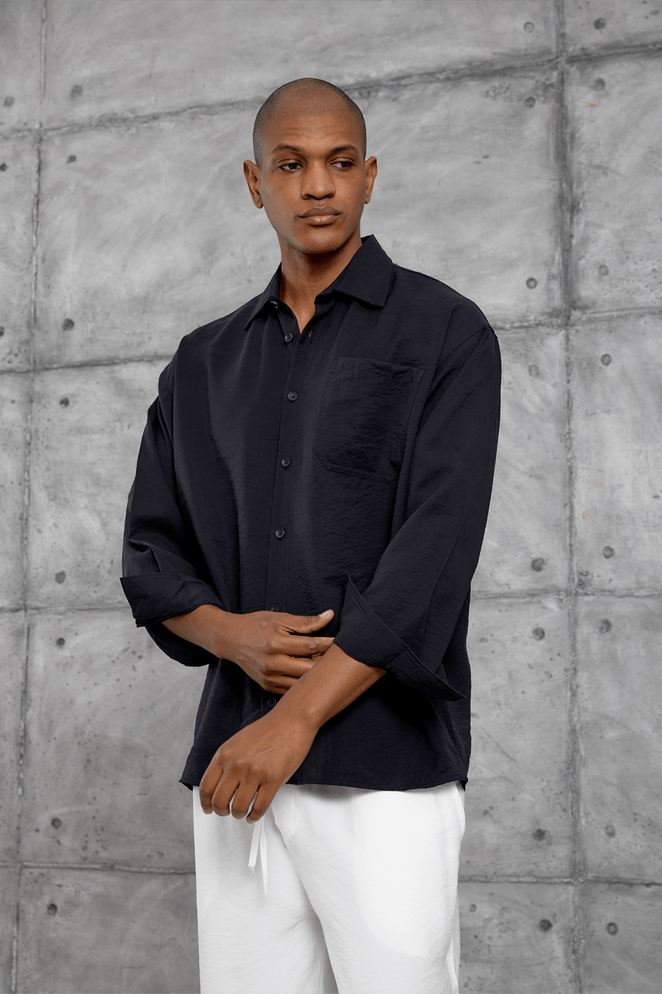 Siyah MODAL KUMAŞ OVERSIZE GÖMLEK