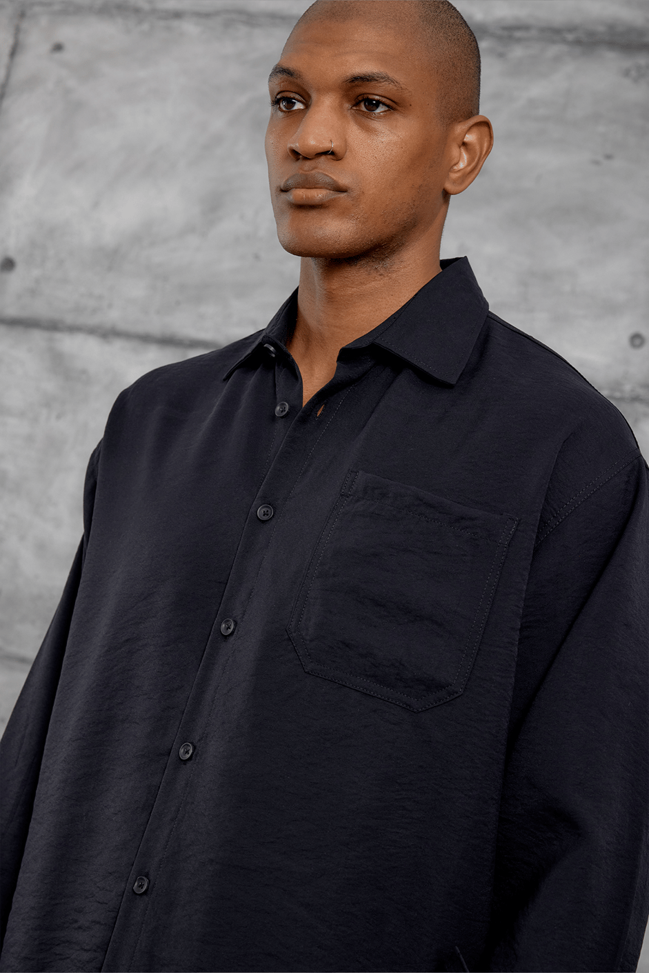 Siyah MODAL KUMAŞ OVERSIZE GÖMLEK