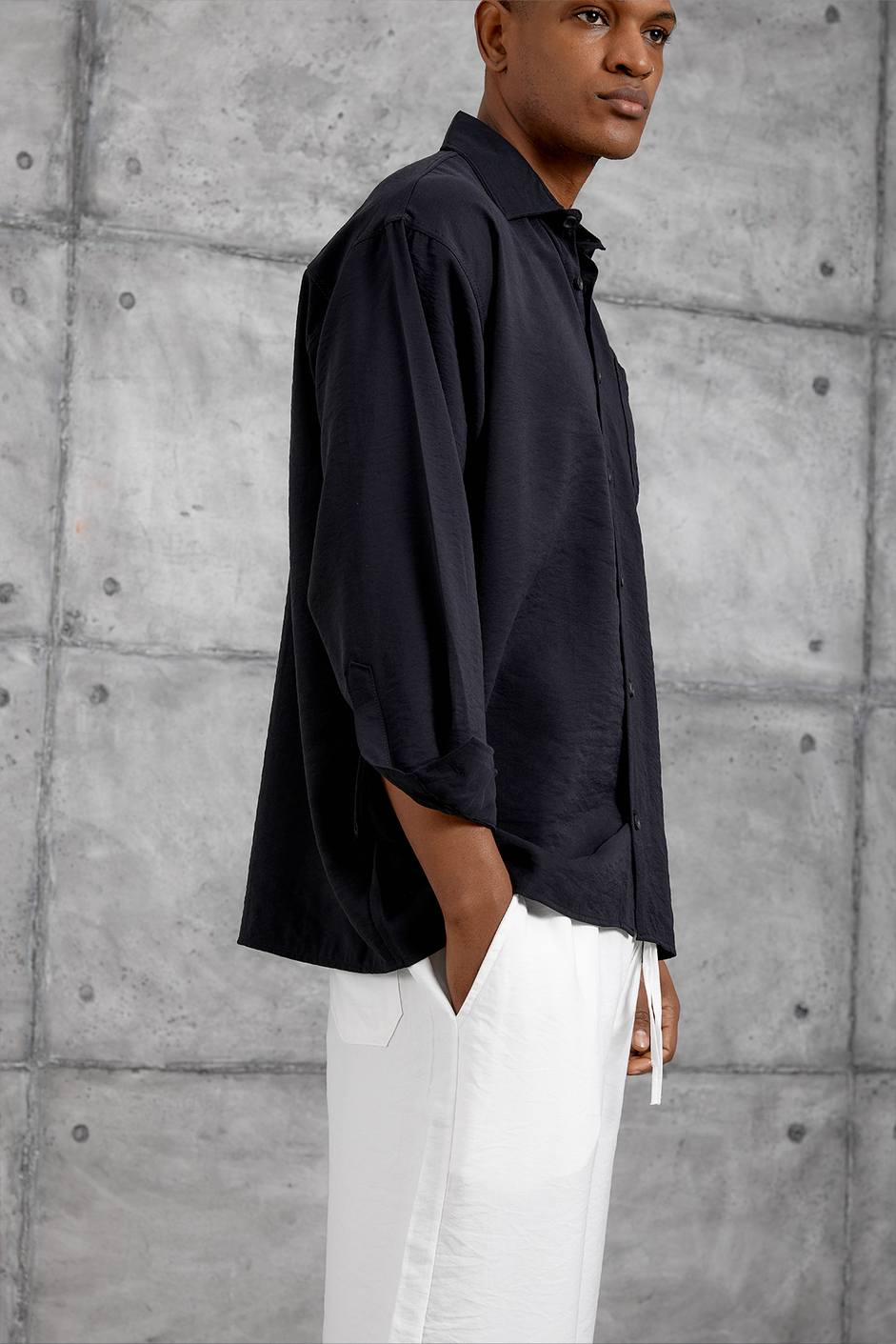 Siyah MODAL KUMAŞ OVERSIZE GÖMLEK