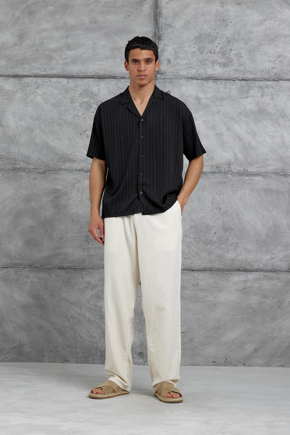 Siyah Mrk Çizgili Oversize Gömlek