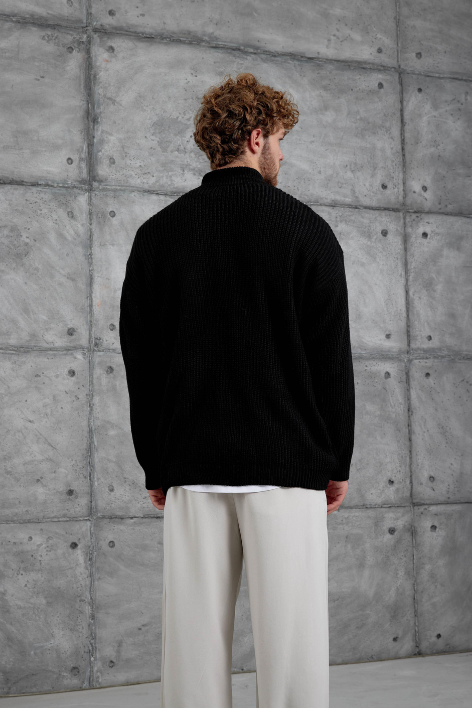 Siyah Mrk Fermuarlı Oversize Triko