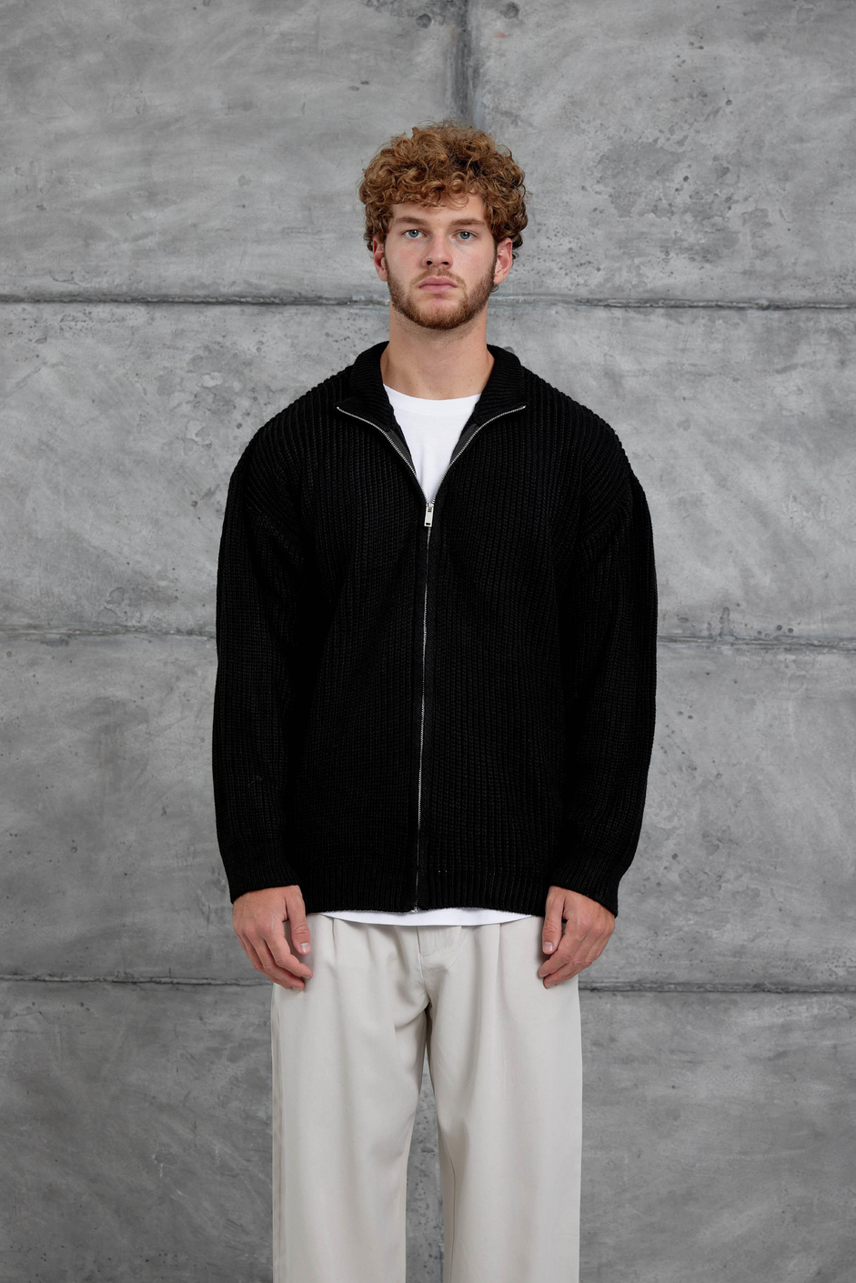 Siyah Mrk Fermuarlı Oversize Triko