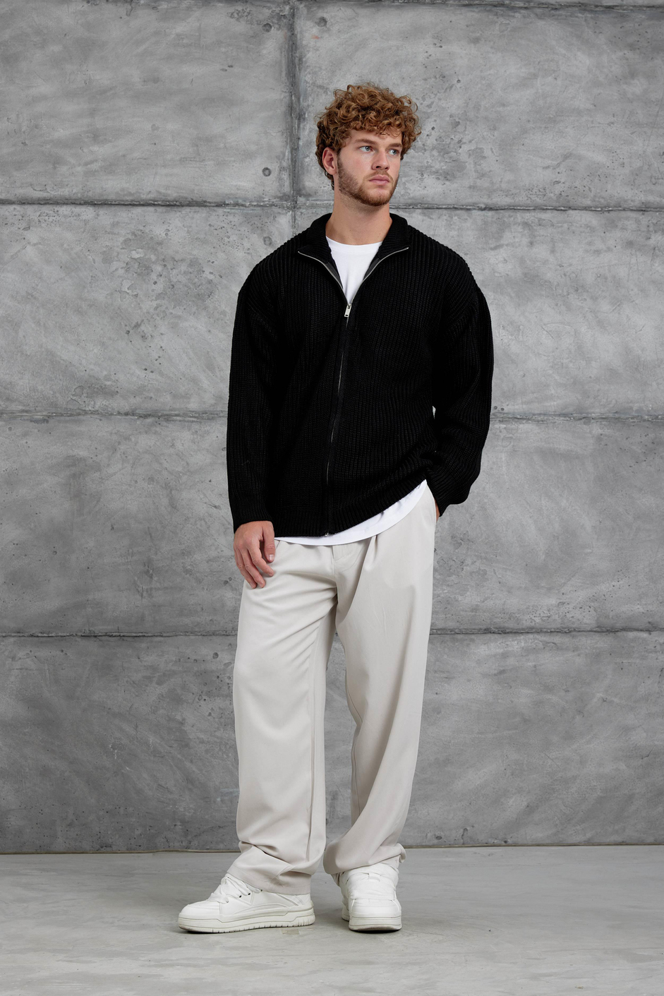 Siyah Mrk Fermuarlı Oversize Triko