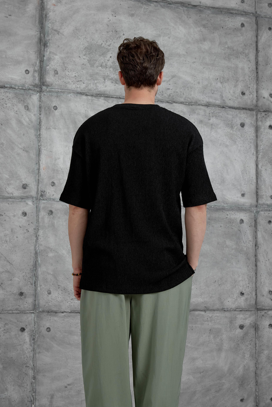 Siyah Mrk Krinkıl Kumaş Tshirt