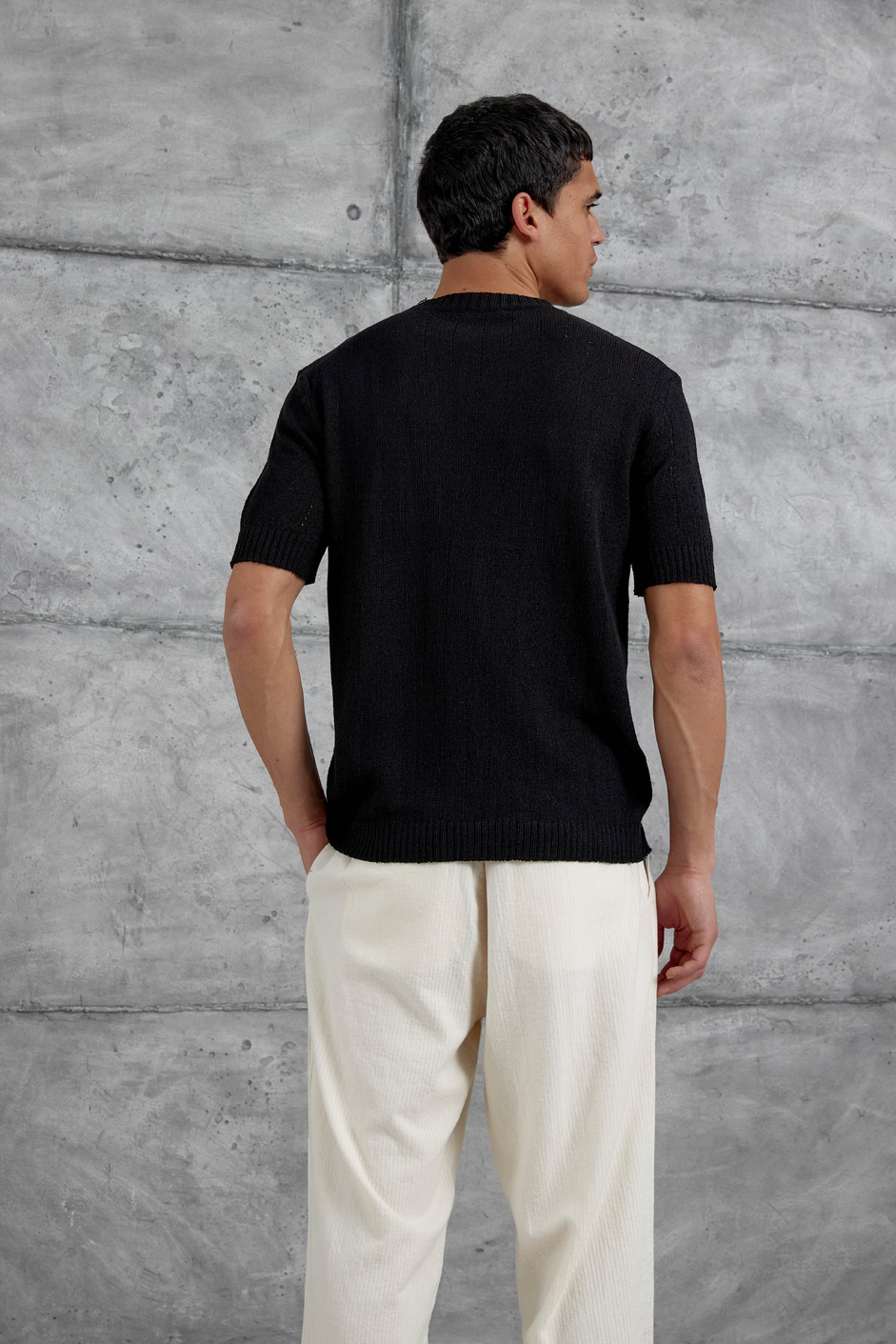 Siyah Mrk Örme Triko Tshirt