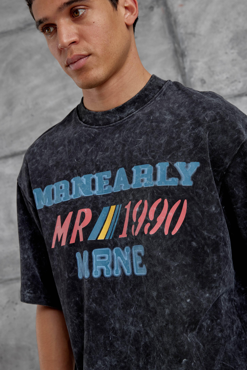 Siyah Mrnearly Yazılı Oversize Tshirt