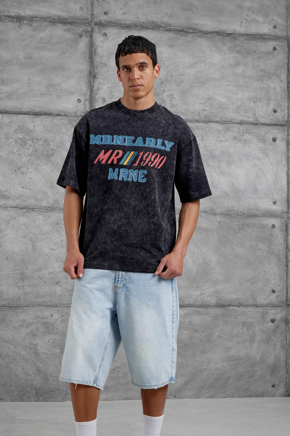 Siyah Mrnearly Yazılı Oversize Tshirt