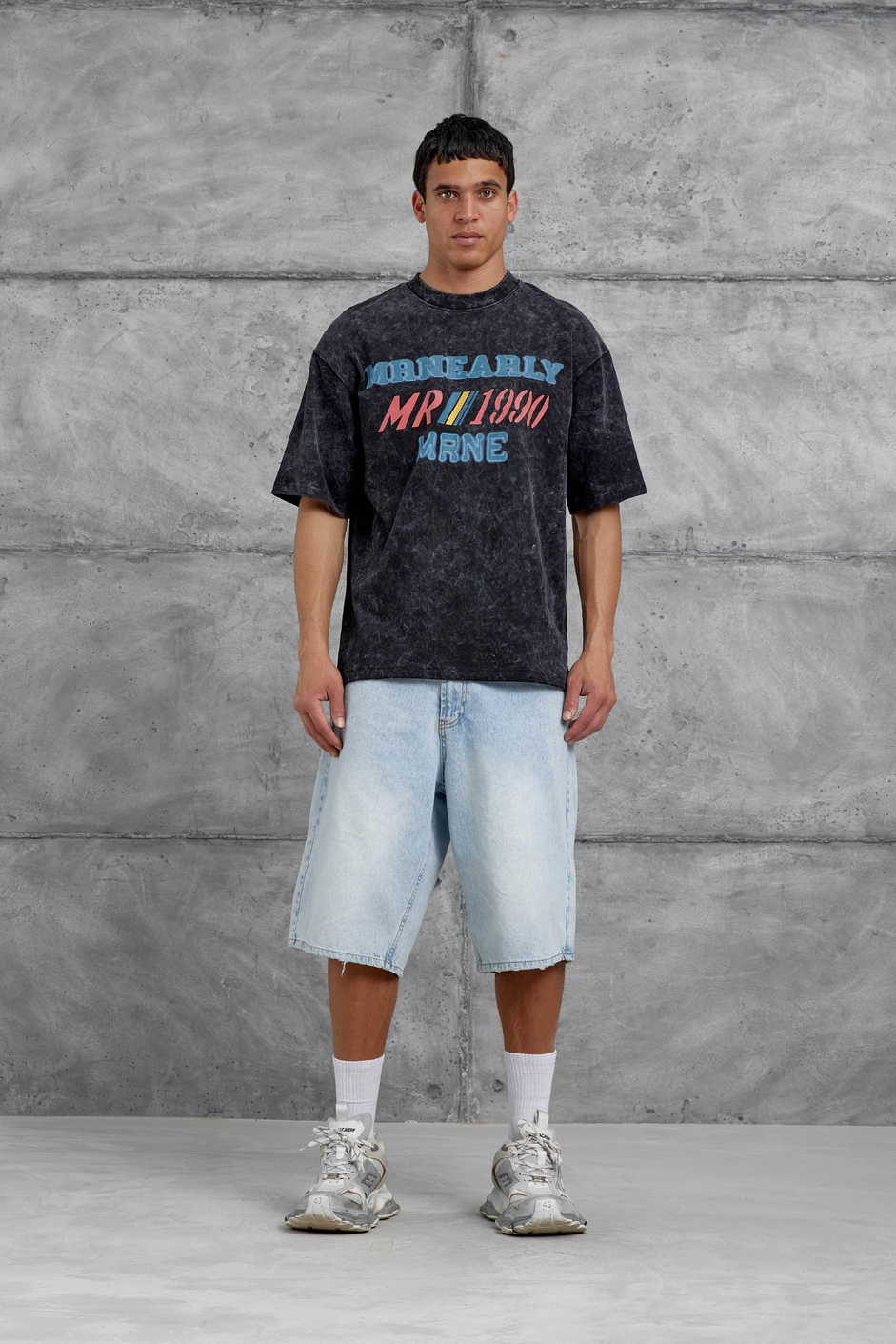 Siyah Mrnearly Yazılı Oversize Tshirt