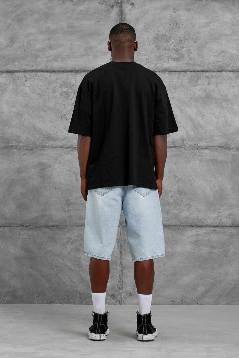 Siyah Nine To Eleven Yazılı Oversize Tshirt