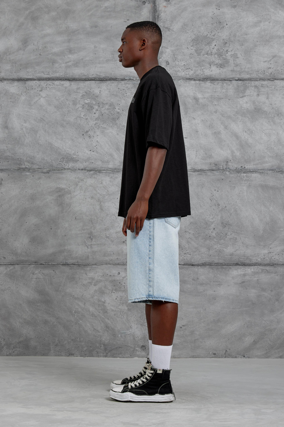 Siyah Nine To Eleven Yazılı Oversize Tshirt