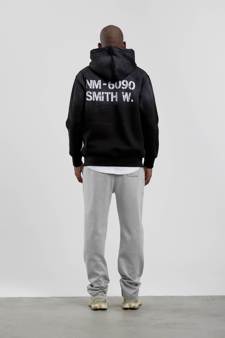 Siyah NM-6090 Baskılı Kapüşonlu Sweatshirt